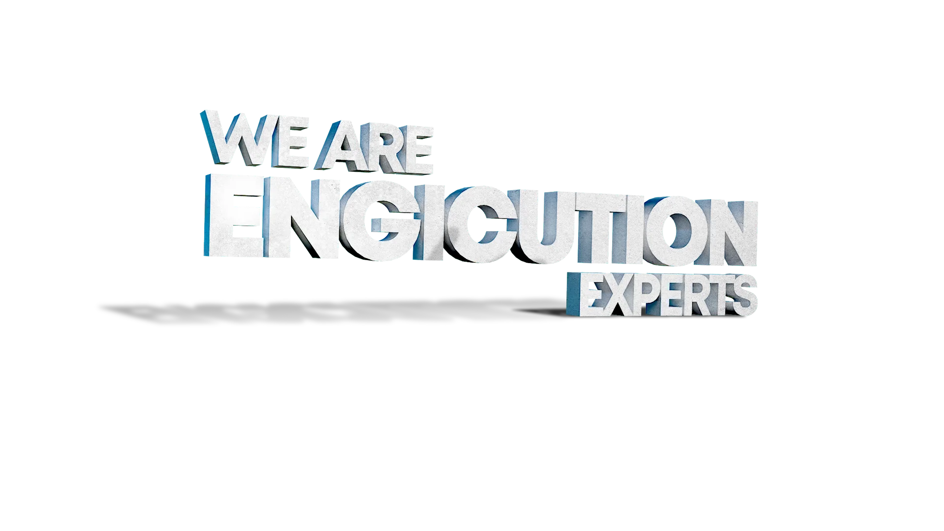 Text graphic stating 'We Are Engicution Experts' with a bold, textured 3D design and shadow effect.