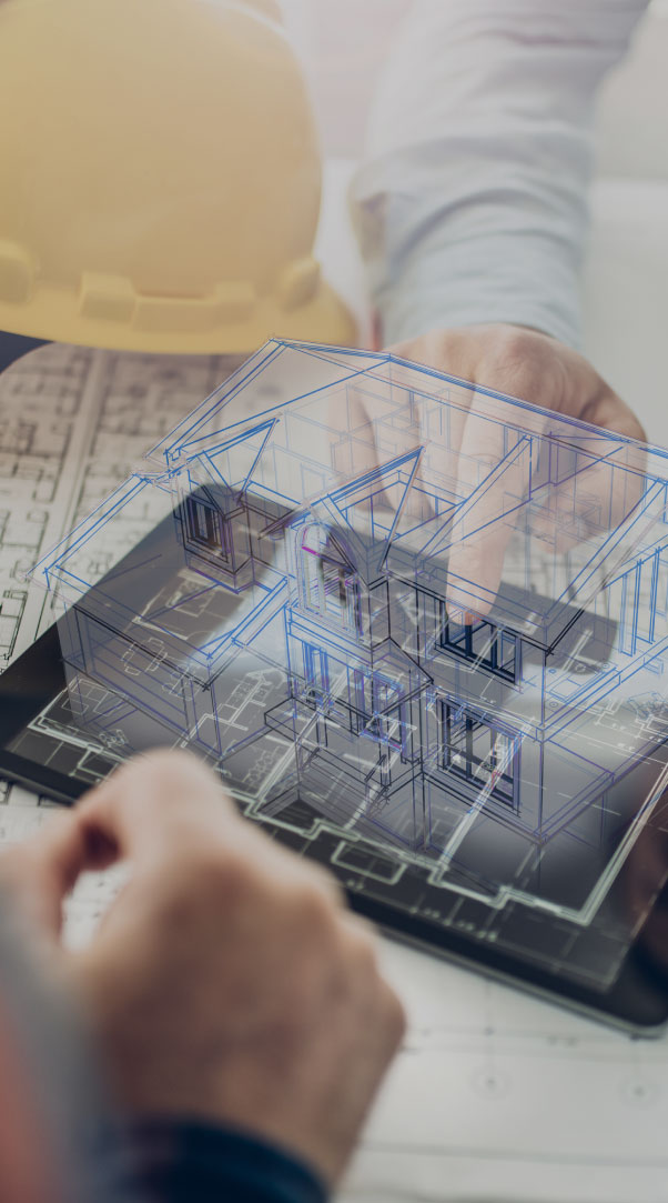Image of a tablet with architectural design, highlighting Pharma Access streamlined processes in pharmaceutical solutions.