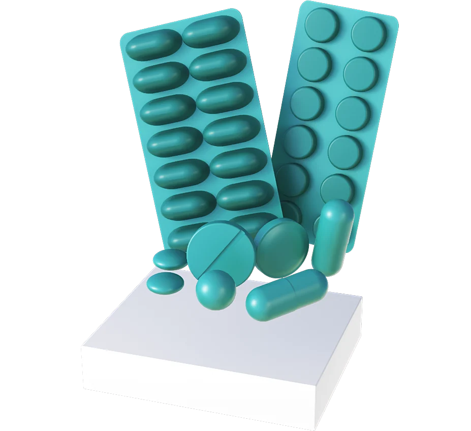 Image showcasing oral solid dosage products, emphasizing precision and quality in pharmaceutical manufacturing.