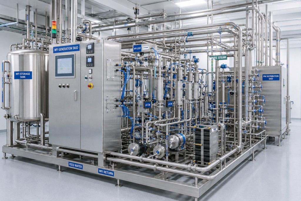 Industrial biotech process room interior
