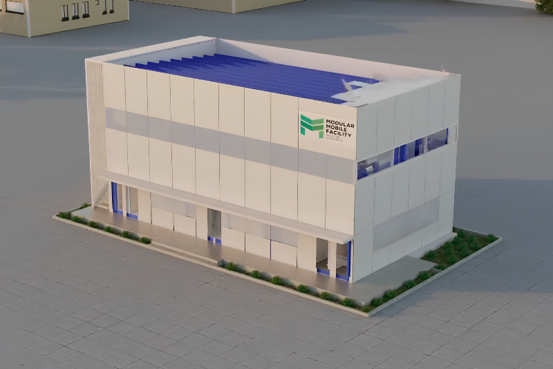 Modular manufacturing facility unit built off site for pharmaceutical production
